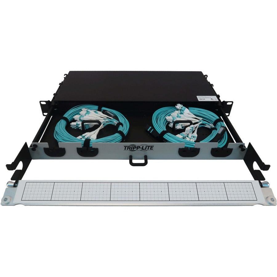 Tripp Lite Preloaded Fiber Panel, 1U - 2X (24F Mtp/Mpo-Pc To 12X Lc Duplex F/M) 24F Trunk Cables, Om4 Multimode, 10 M (32.8 Ft.)