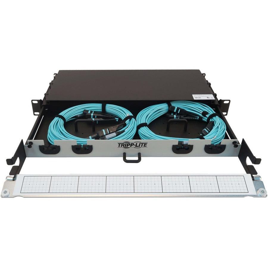 Tripp Lite Preloaded Fiber Panel, 1U - 2X (3X8F Mtp/Mpo-Pc F/F) 24F Trunk Cables, Om4 Multimode, 20 M (65.6 Ft.)