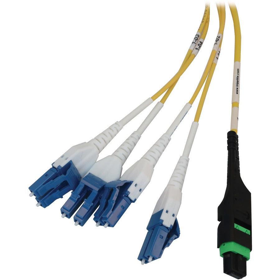 Tripp Lite Preloaded Fiber Panel, 1U - 4X (12F Mtp/Mpo-Apc To 4X Lc Duplex F/M) 8F Trunk Cables, Os2 Singlemode, 10 M (32.8 Ft.)