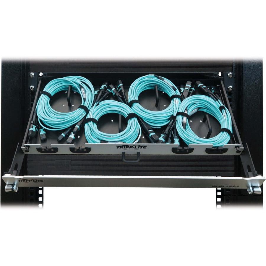 Tripp Lite Preloaded Fiber Panel, 1U - 4X (3X8F Mtp/Mpo-Pc F/F) 24F Trunk Cables, Om4 Multimode, 10 M (32.8 Ft.)