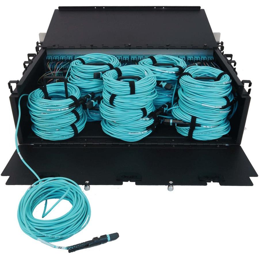 Tripp Lite Preloaded Fiber Patch Panel, 3U - 24X (12F Mtp/Mpo-Pc To 4X Lc Duplex F/F) 8F Trunk Cables, Om4 Multimode, 10 M (32.8 Ft.)