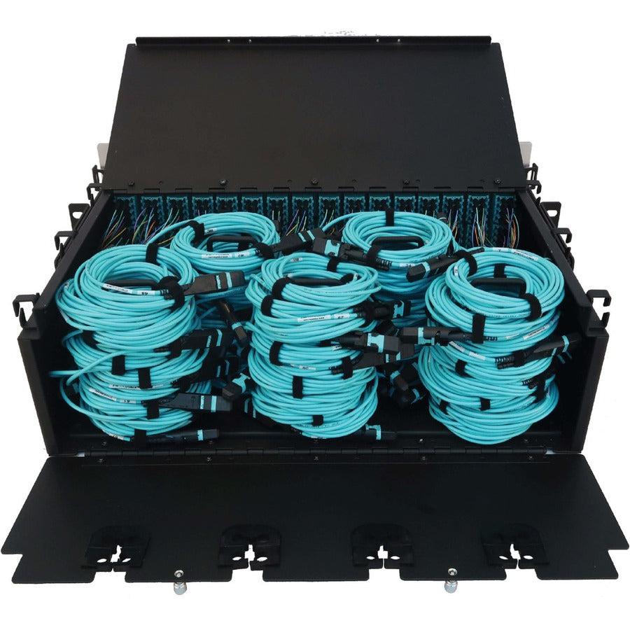 Tripp Lite Preloaded Fiber Patch Panel, 3U - 64X (12F Mtp/Mpo-Pc To 4X Lc Duplex F/F) 8F Trunk Cables, Om4 Multimode, 3 M (9.8 Ft.)