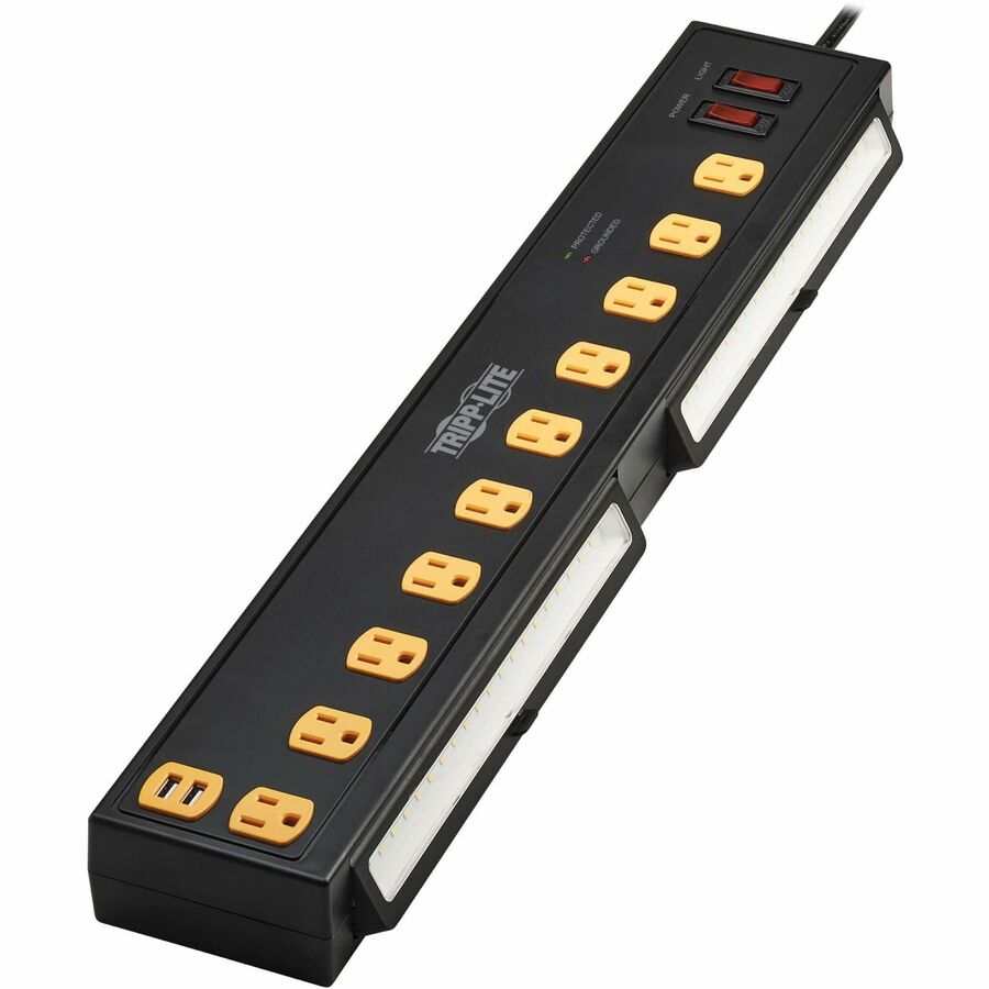 Tripp Lite Protect It! 10-Outlet Surge Protector with Swivel Light Bars - 5-15R Outlets,