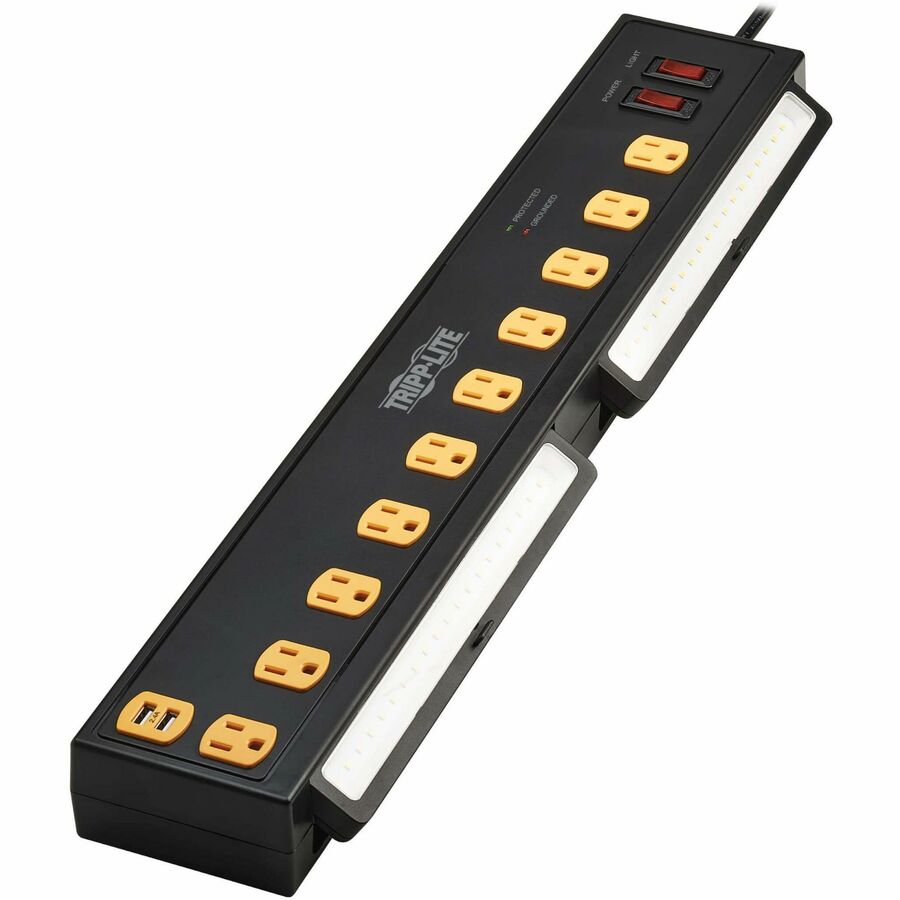 Tripp Lite Protect It! 10-Outlet Surge Protector with Swivel Light Bars - 5-15R Outlets,