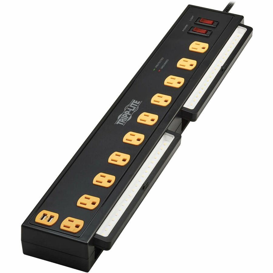 Tripp Lite Protect It! 10-Outlet Surge Protector with Swivel Light Bars - 5-15R Outlets,