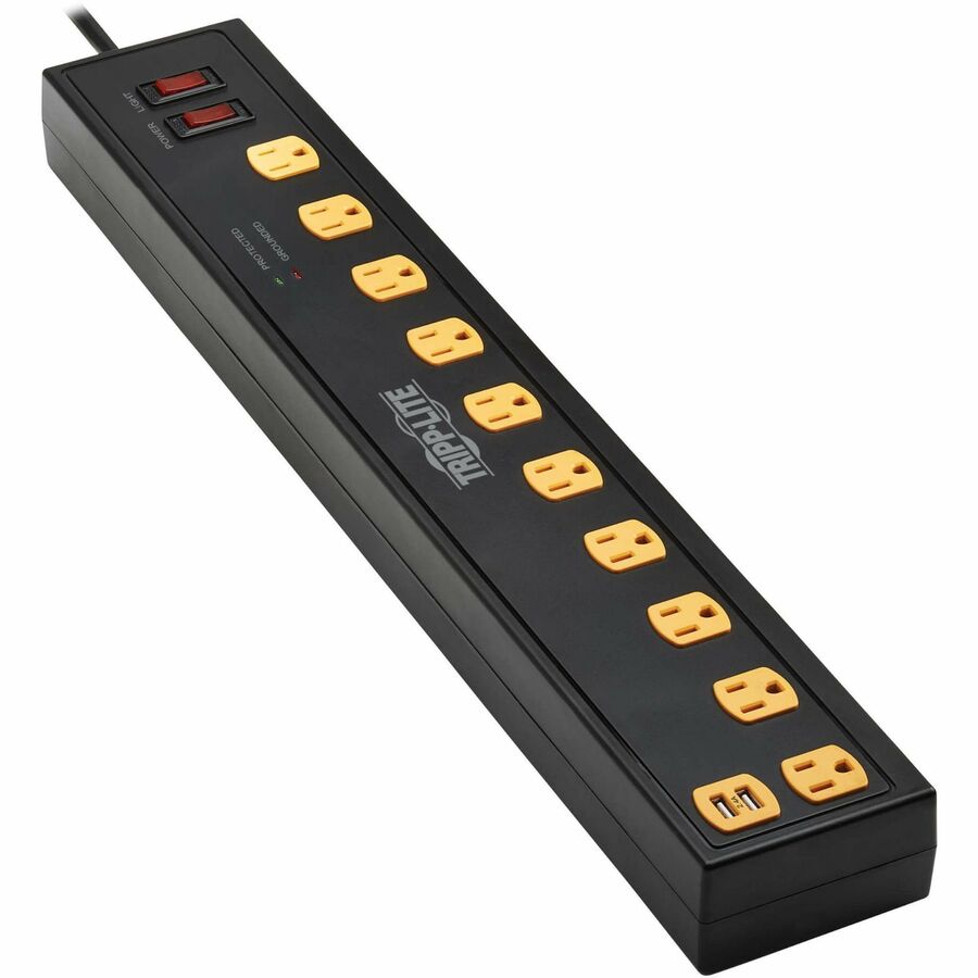 Tripp Lite Protect It! 10-Outlet Surge Protector with Swivel Light Bars - 5-15R Outlets,