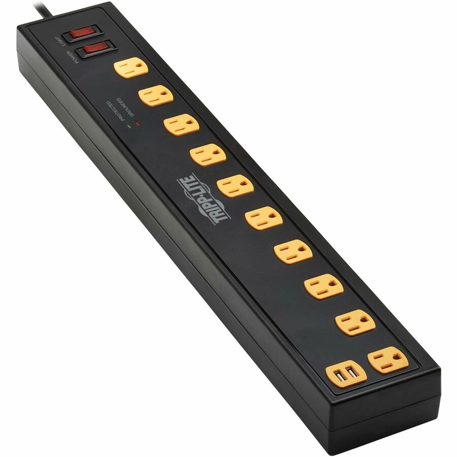 Tripp Lite Protect It! 10-Outlet Surge Protector with Swivel Light Bars - 5-15R Outlets,