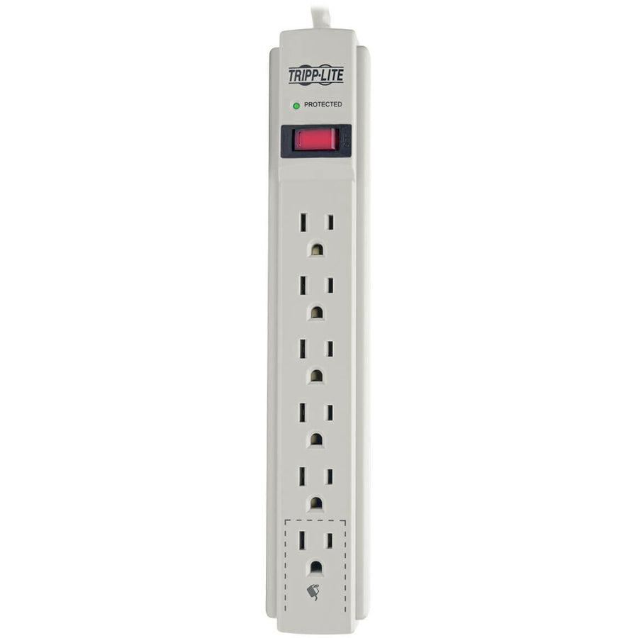 Tripp Lite Protect It! 6-Outlet Surge Protector, 8-Ft. Cord, 990 Joules, Low-Profile Right-Angle 5-15P Plug