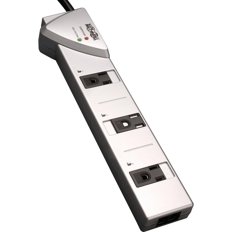 Tripp Lite Protect It! 7-Outlet Surge Protector, 7-Ft. Cord, 1080 Joules, Tel/Modem Protection, Silver Housing