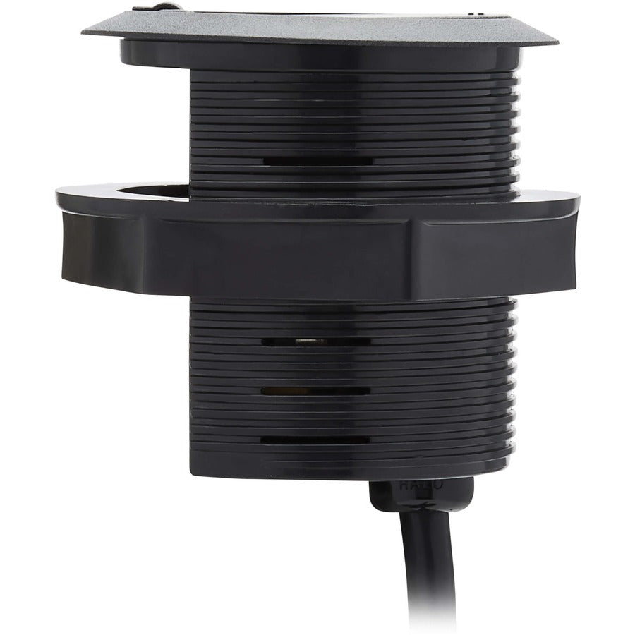 Tripp Lite Protect It! Desktop Power Grommet - NEMA 5-15P, 2x USB-A Charging, Surge Protection, 10 ft. Cord, Antimicrobial, Black