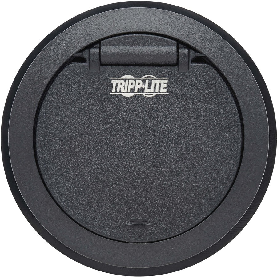 Tripp Lite Protect It! Desktop Power Grommet - NEMA 5-15P, 2x USB-A Charging, Surge Protection, 10 ft. Cord, Antimicrobial, Black