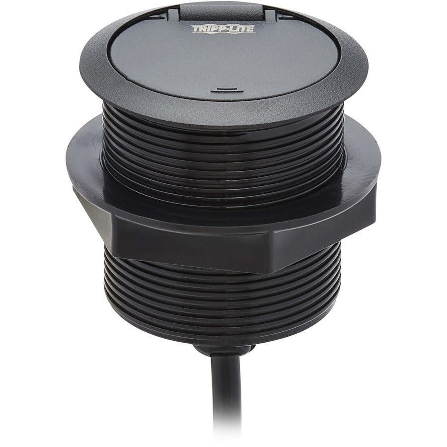 Tripp Lite Protect It! Desktop Power Grommet - NEMA 5-15P, 2x USB-A Charging, Surge Protection, 10 ft. Cord, Antimicrobial, Black