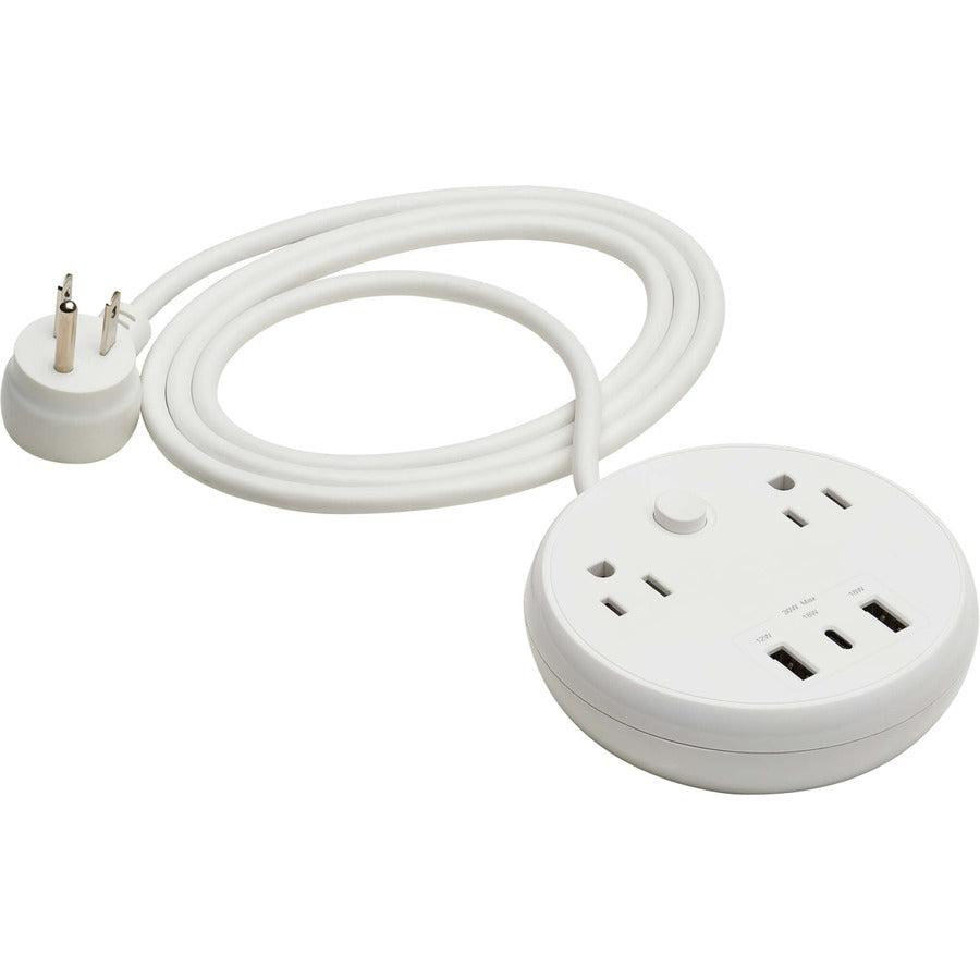 Tripp Lite Safe-IT 30W 2-Outlet Surge Protector - 5-15R Outlets, 3 USB Ports, 6 ft. (1.8 m) Cord, 300 Joules, Antimicrobial Protection, White
