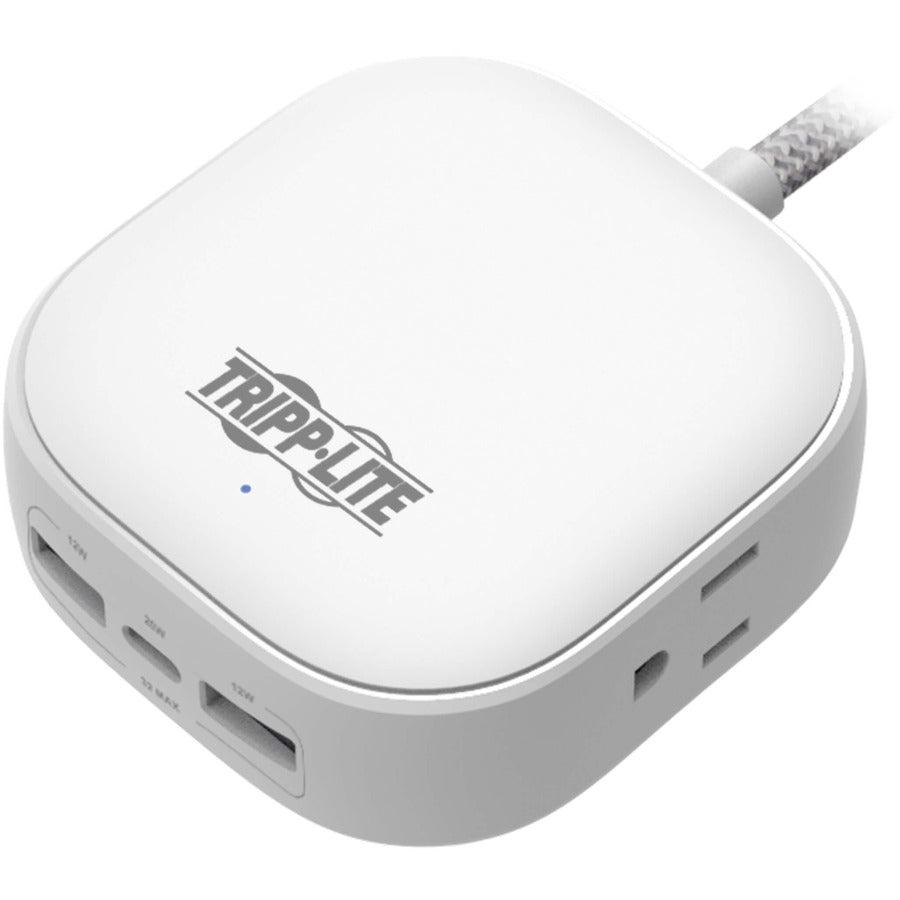 Tripp Lite Safe-IT 32W 2-Outlet Power Strip - 5-15R Outlets, 3 USB Ports, 6 ft. (1.8 m) Cord, Antimicrobial Protection, White