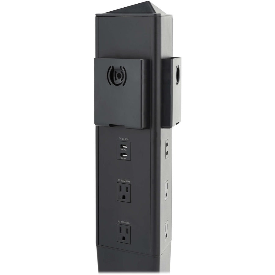 Tripp Lite Safe-IT 5-Port Mobile Power Tower and USB Charging Station - USB-C 60W, 4x USB-A, 6x 5-15R, Wireless Charging, 1000 Joules, 10 ft. Cord, Antimicrobial Protection