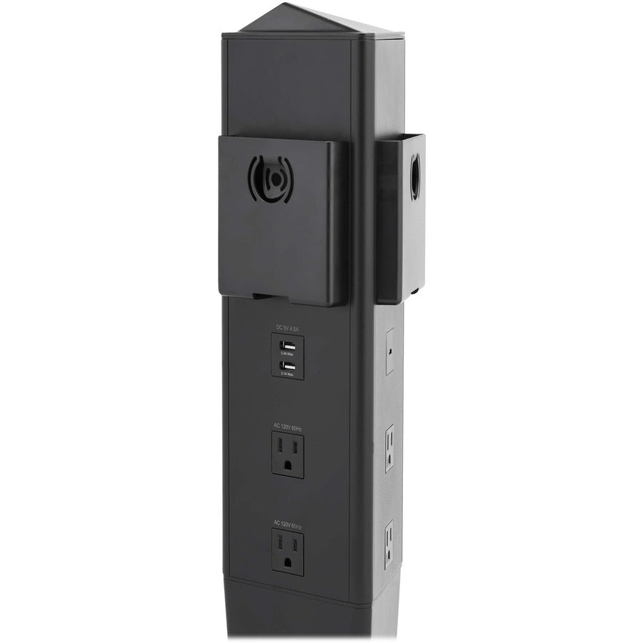 Tripp Lite Safe-IT 5-Port Mobile Power Tower and USB Charging Station - USB-C 60W, 4x USB-A, 6x 5-15R, Wireless Charging, 1000 Joules, 10 ft. Cord, Antimicrobial Protection