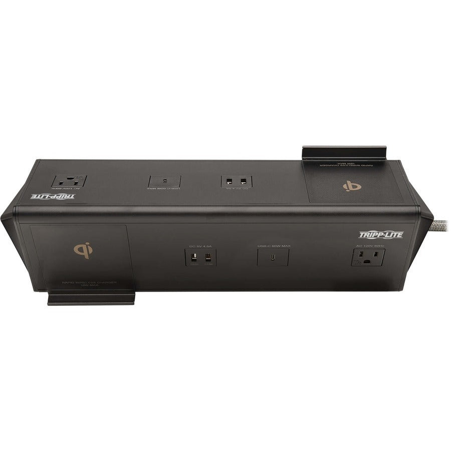 Tripp Lite Safe-IT 6-Port USB Charging Station - 2x USB-C 60W, 4x USB-A, 2x 5-15R, Wireless Charging, 1000 Joules, 10 ft. Cord, Antimicrobial Protection
