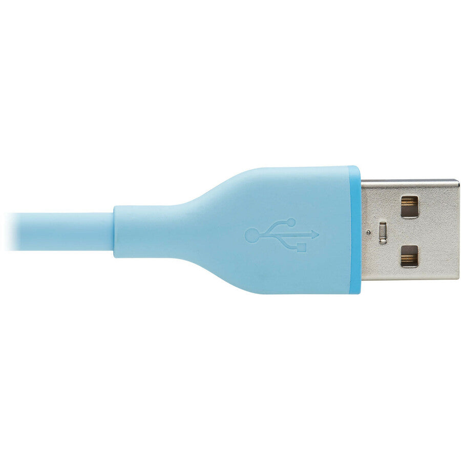 Tripp Lite Safe-IT USB-A to Lightning Sync/Charge Antibacterial Cable (M/M), Ultra Flexible, MFi Certified, Light Blue, 6 ft. (1.83 m)