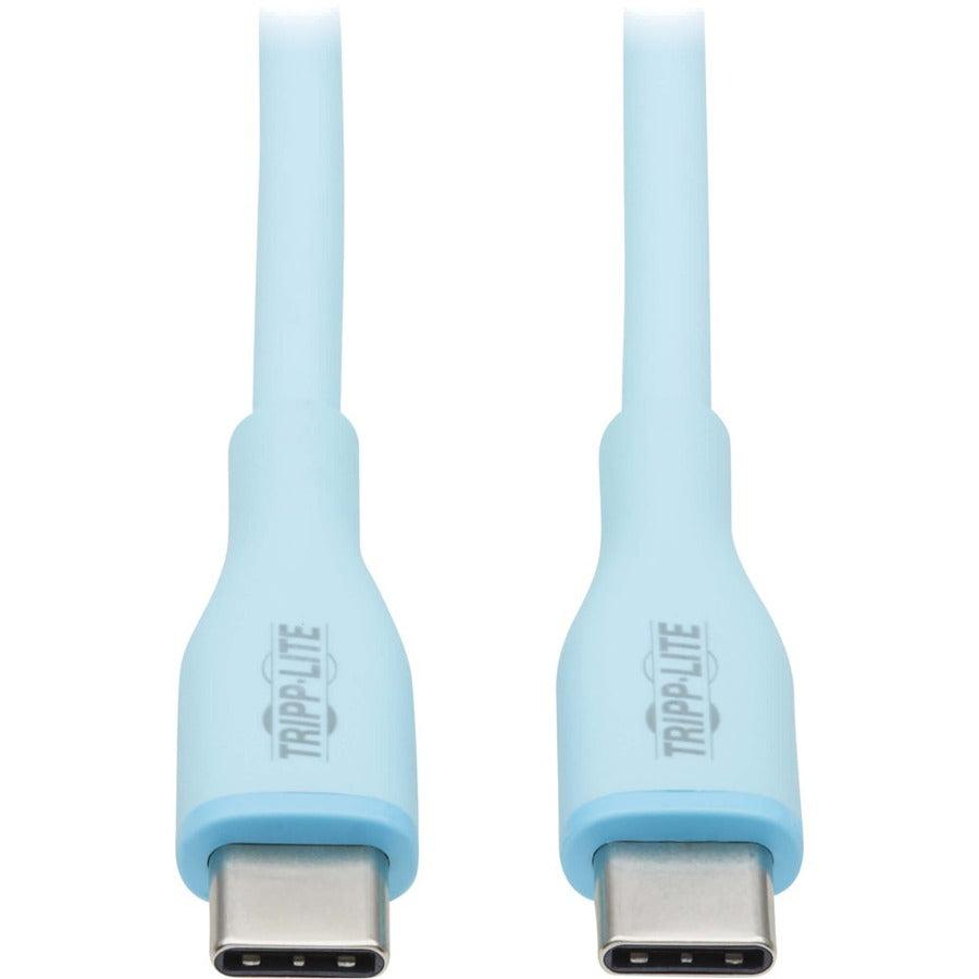 Tripp Lite Safe-IT USB-C Antibacterial Cable, USB 2.0, Ultra Flexible (M/M), Light Blue, 6 ft. (1.83 m)