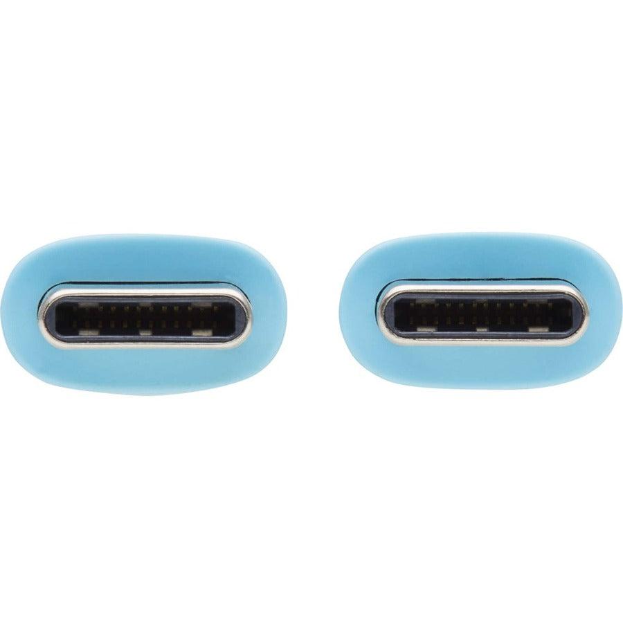 Tripp Lite Safe-IT USB-C Antibacterial Cable, USB 2.0, Ultra Flexible (M/M), Light Blue, 6 ft. (1.83 m)