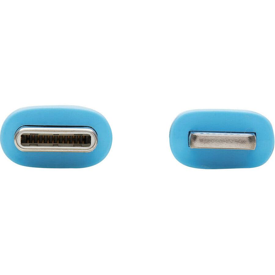 Tripp Lite Safe-IT USB-C to Lightning Sync/Charge Antibacterial Cable, Ultra Flexible, MFi Certified - USB 2.0 (M/M), Light Blue, 3 ft. (0.91 m)