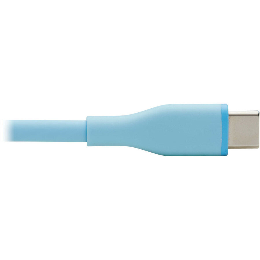Tripp Lite Safe-IT USB-C to Lightning Sync/Charge Antibacterial Cable, Ultra Flexible, MFi Certified - USB 2.0 (M/M), Light Blue, 3 ft. (0.91 m)