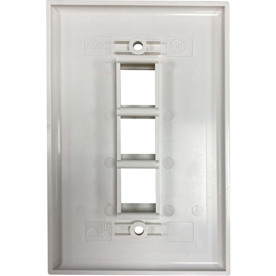Tripp Lite Safe-It 3-Port Single-Gang Keystone Wall Plate, Antibacterial, Ivory Matte, Taa