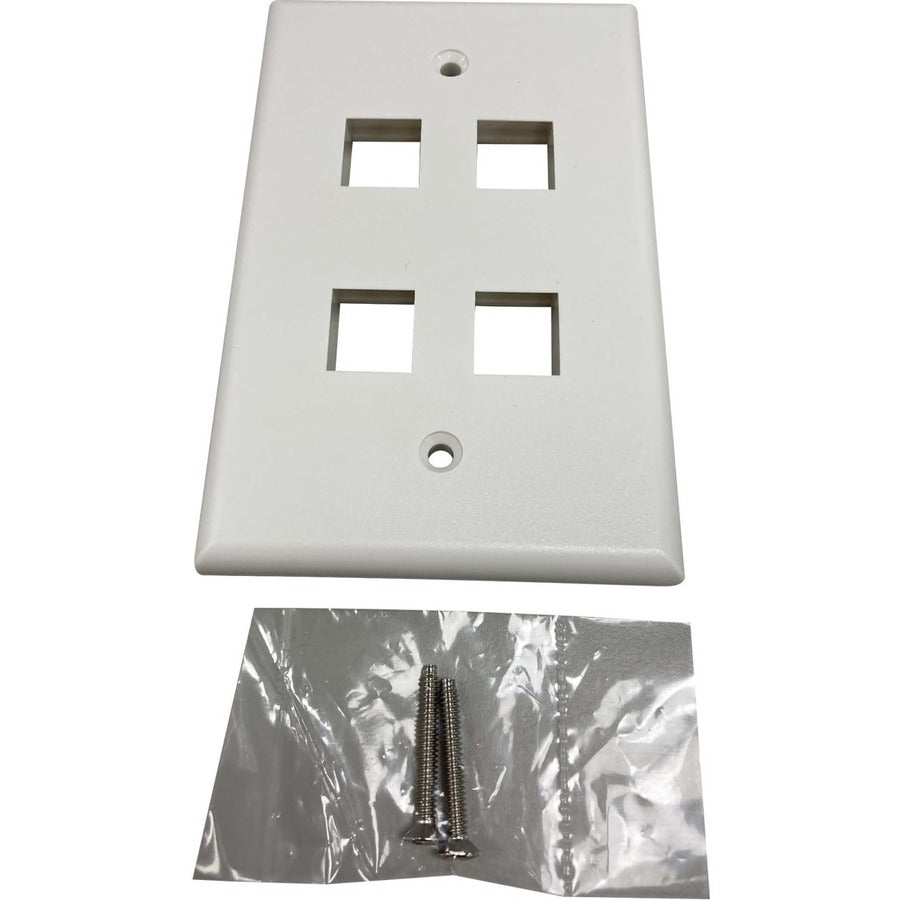 Tripp Lite Safe-It 4-Port Single-Gang Keystone Wall Plate, Antibacterial, Ivory Matte, Taa
