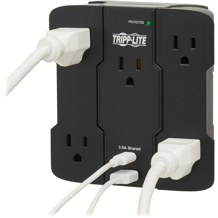 Tripp Lite Safe-It 5-Outlet Surge Protector - Usb-A/Usb-C Ports, 5-15P Direct Plug-In, 1050 Joules, Antimicrobial Protection, Black