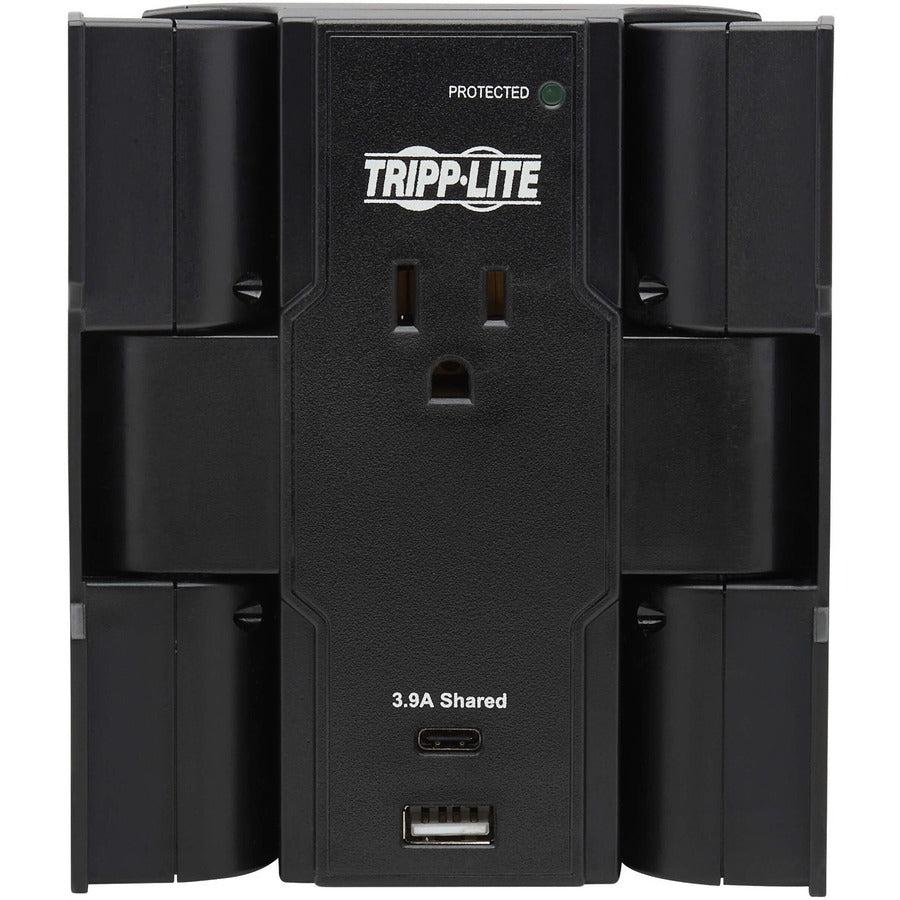 Tripp Lite Safe-It 5-Outlet Surge Protector - Usb-A/Usb-C Ports, 5-15P Direct Plug-In, 1050 Joules, Antimicrobial Protection, Black