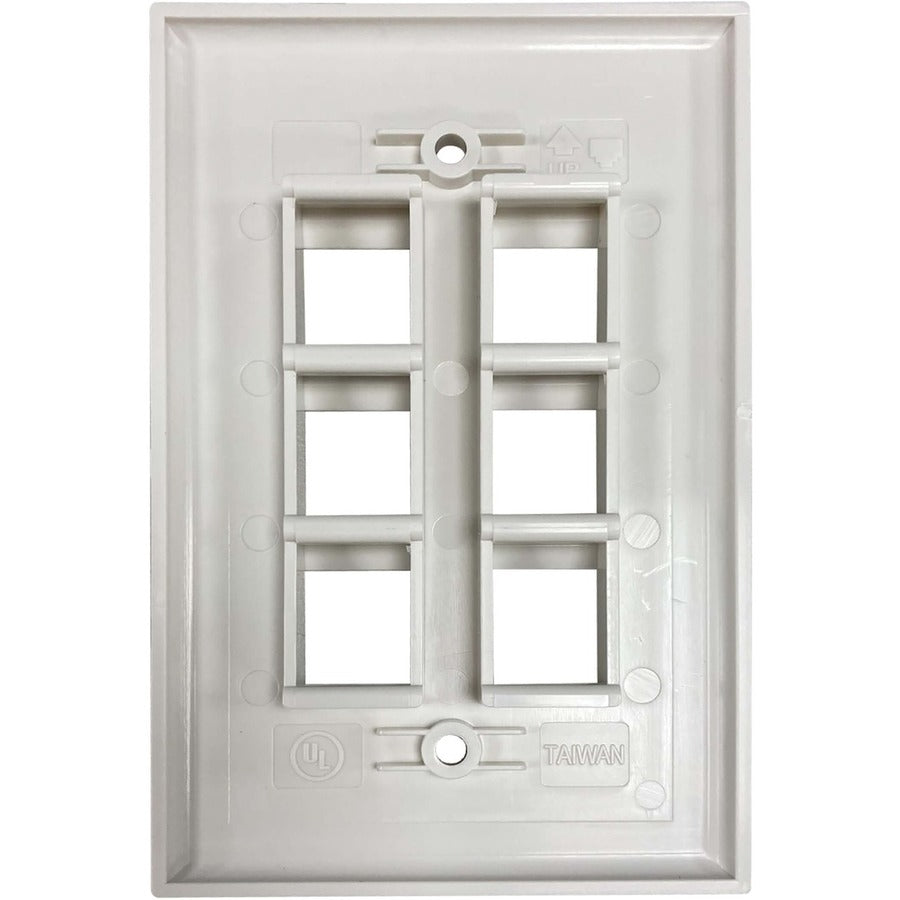 Tripp Lite Safe-It 6-Port Single-Gang Keystone Wall Plate, Antibacterial, Ivory Matte, Taa