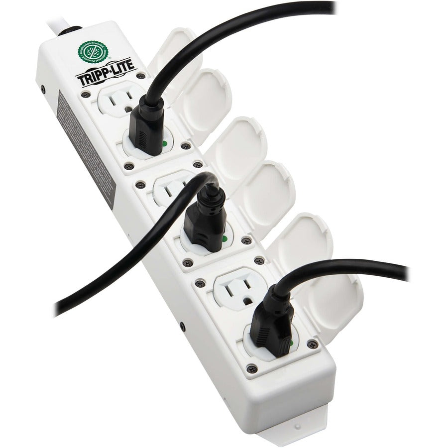 Tripp Lite Safe-It Ul 2930 Medical-Grade Power Strip For Patient Care Vicinity, 6 Hospital-Grade Outlets, Safety Covers, Antimicrobial, 15 Ft. Cord, Dual Ground