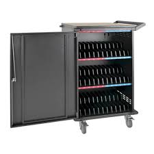Tripp Lite Safe-It Uv Locking Storage Cart For Mobile Devices And Av Equipment, Antimicrobial, Wood-Grain Top, Black - Cart (Charge And Secure) - Lockable - Wood, Heavy Duty Steel - Black - Output: Ac 120 V