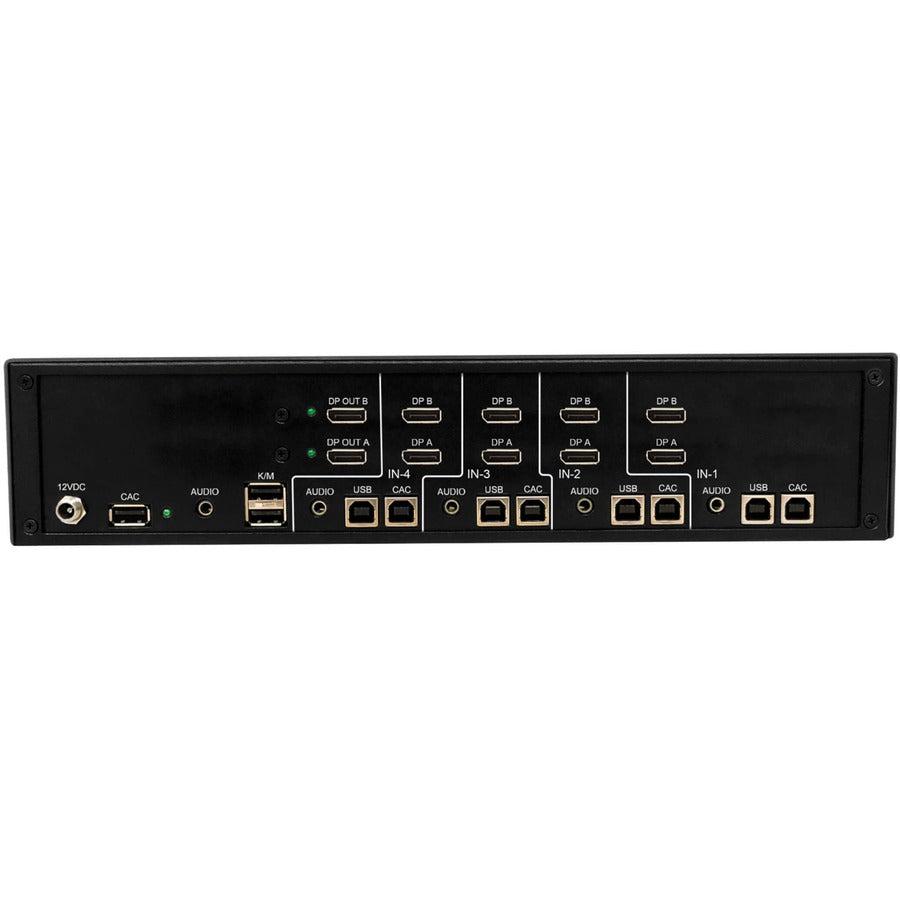 Tripp Lite Secure KVM Switch, 4-Port, Dual Head, DisplayPort to DisplayPort, 4K, NIAP PP4.0, Audio, CAC, TAA
