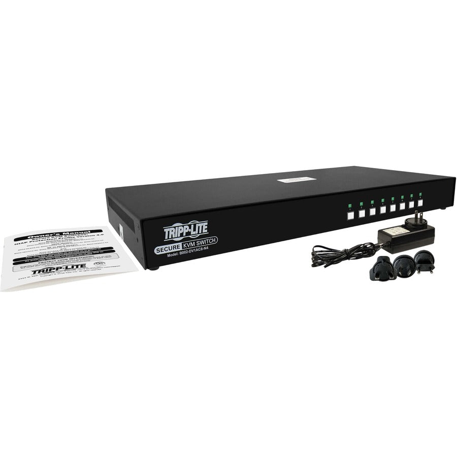 Tripp Lite Secure KVM Switch 8-Port Single Head DVI to DVI NIAP PP4.0 Audio CAC TAA - 8 Co
