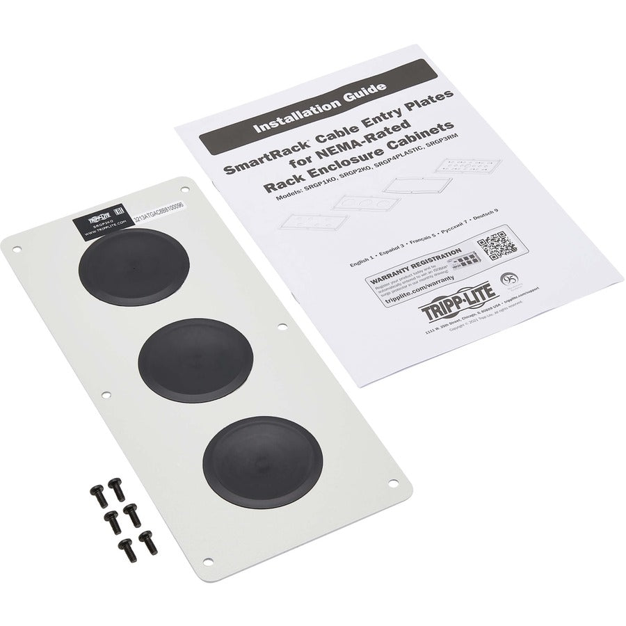 Tripp Lite SmartRack Cable Gland Plate for NEMA-Rated Enclosure Cabinets 3 Ports (2 in.) -