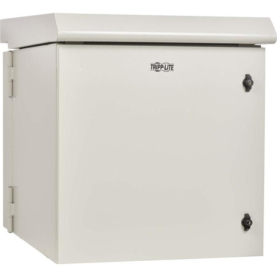 Tripp Lite SmartRack Industrial Enclosure with Lock - NEMA 3R, Wall Mount, Metal Construction, Hinged Back, Internal Fans, 28 in. Depth, 12U, Gray