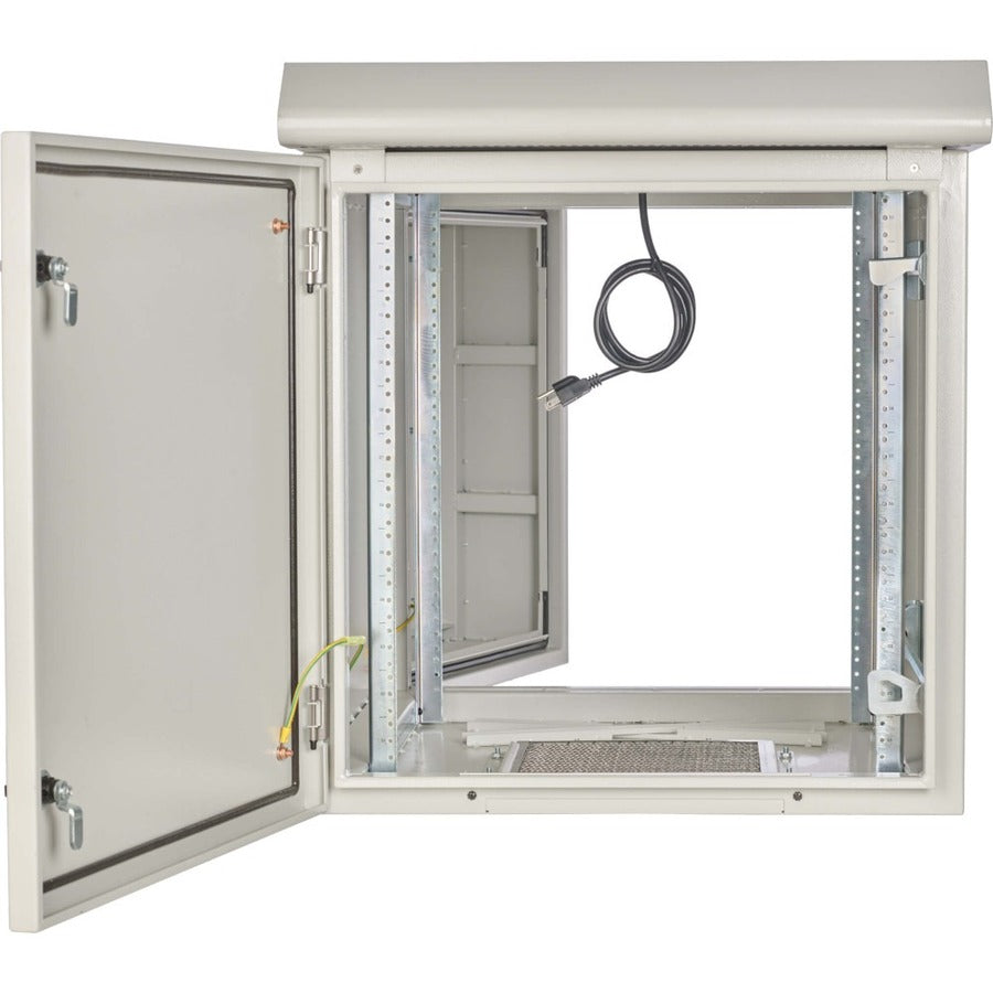 Tripp Lite SmartRack Industrial Enclosure with Lock - NEMA 3R, Wall Mount, Metal Construction, Hinged Back, Internal Fans, 28 in. Depth, 12U, Gray