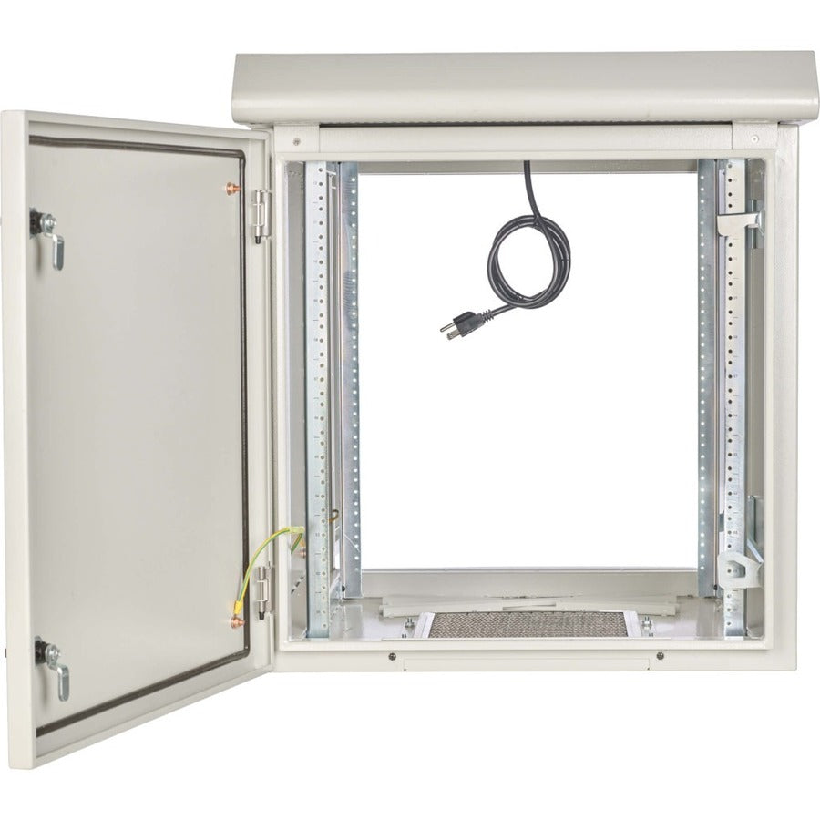 Tripp Lite SmartRack Industrial Enclosure with Lock - NEMA 3R, Wall Mount, Metal Construction, Hinged Back, Internal Fans, 28 in. Depth, 12U, Gray