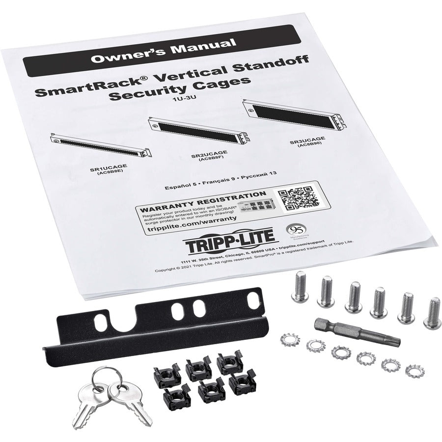 Tripp Lite Smartrack Hinged Standoff Security Cage For Rack Equipment, 3U, Front