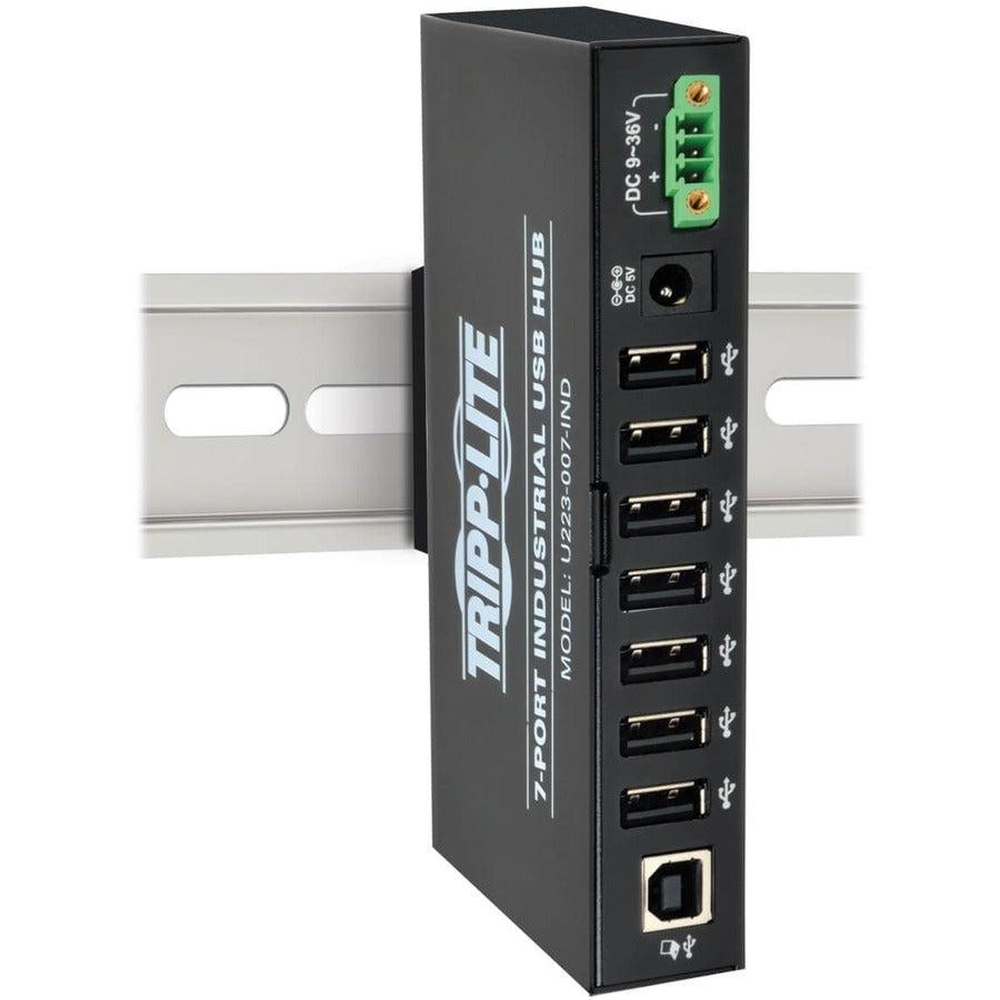 Tripp Lite U223-007-Ind 7-Port Industrial-Grade Usb 2.0 Hub - 15 Kv Esd Immunity, Metal Housing, Mountable