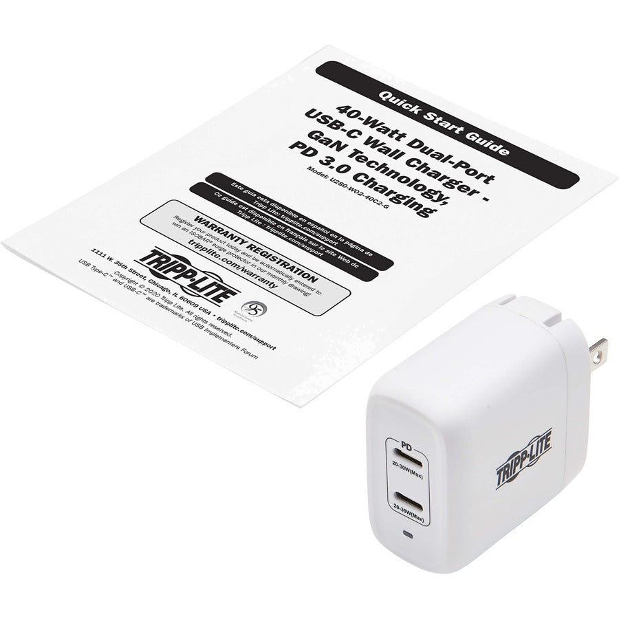 Tripp Lite U280-W02-40C2-G Mobile Device Charger White Indoor
