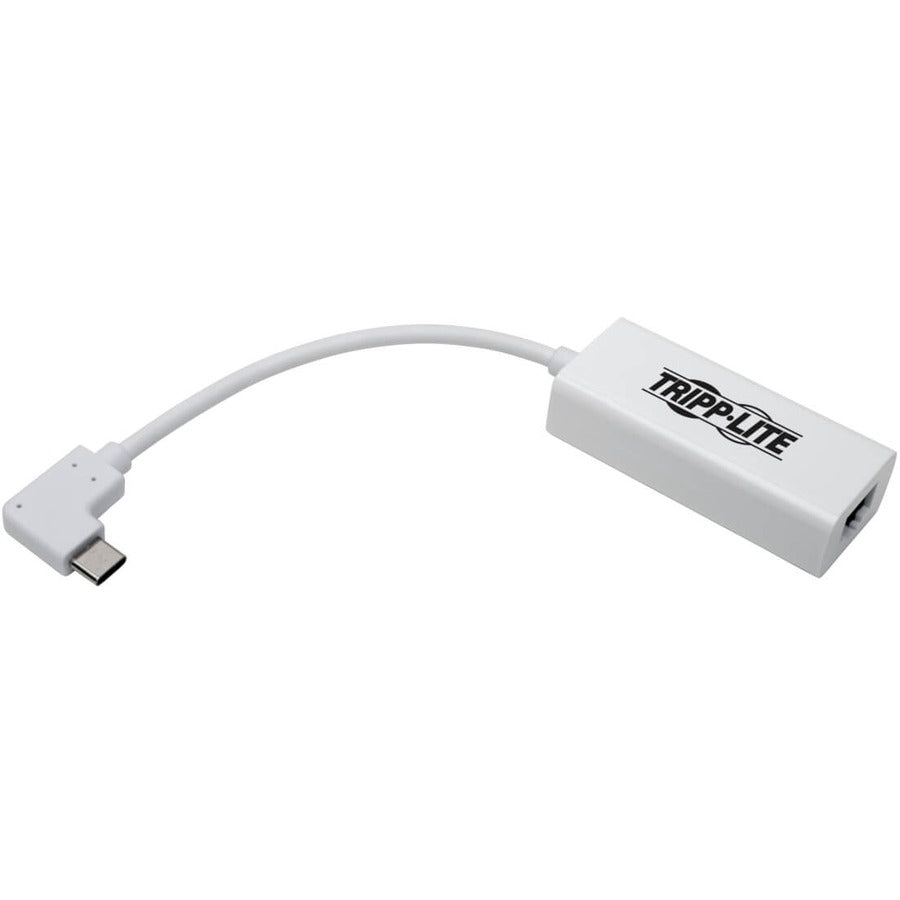 Tripp Lite U436-06N-Gbw-Ra Usb-C To Gigabit Network Adapter With Right Angle Usb-C, Thunderbolt 3 Compatibility - White