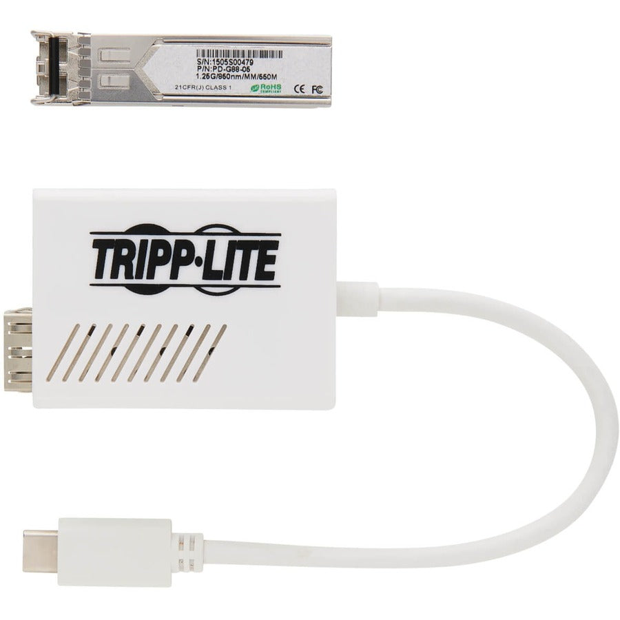 Tripp Lite U436-Smf-1G-Lc Usb-C 3.1 To Fiber Optic Transceiver Gigabit Ethernet Adapter, Singlemode, 1310 Nm, Lc, Up To 5 Km