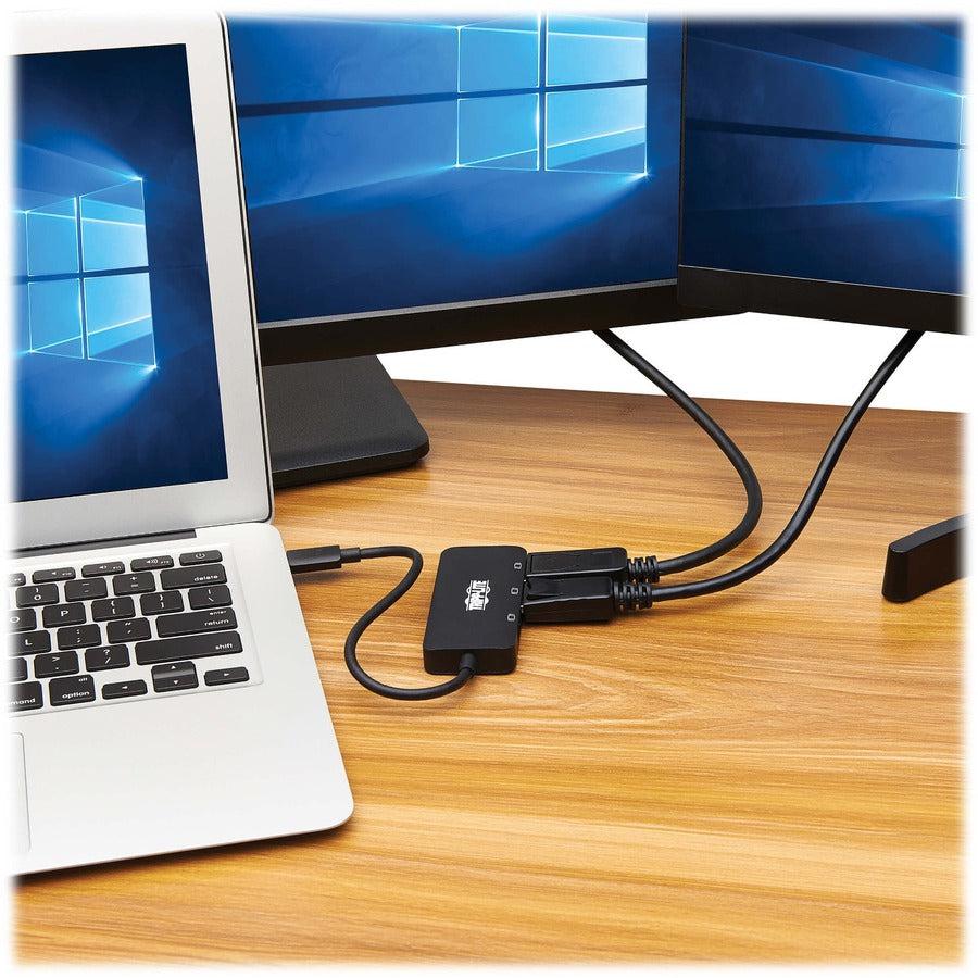 Tripp Lite U444-3Dp-Mst Usb-C Adapter, Triple Display - 4K 60 Hz Displayport, 8K, Hdr, 4:4:4, Hdcp 2.2, Dp 1.4 Alt Mode, Black
