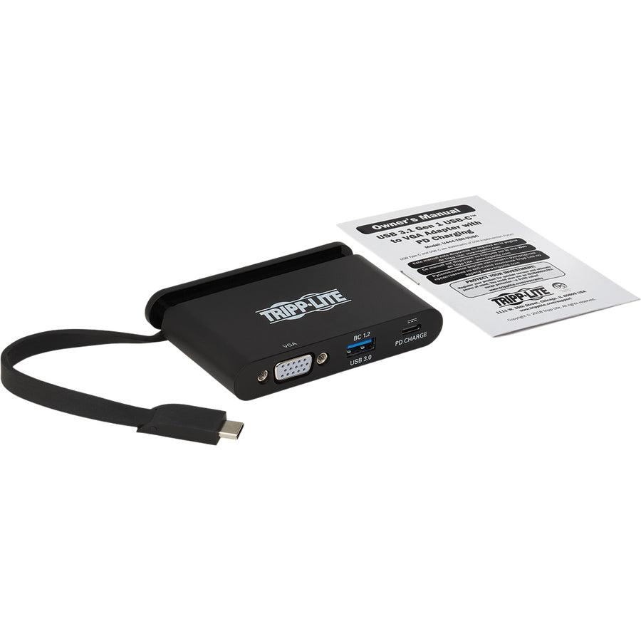 Tripp Lite U444-T6N-Vubc Usb-C Multiport Adapter, Vga, Usb-A Port, Self-Storing Cable And 100W Pd 3.0, Black