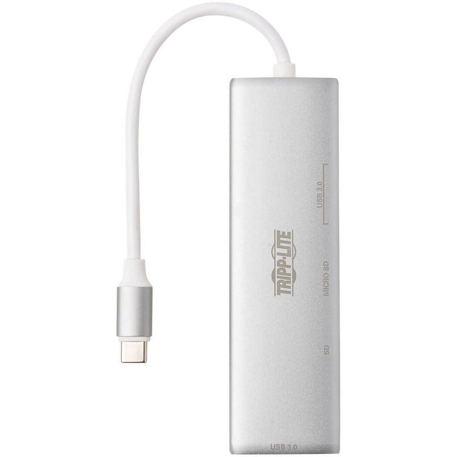 Tripp Lite U460-002-2Am-C1 Usb-C Multiport Adapter, 2X Usb-A And 1X Usb-C Ports, Card Reader, Usb 3.0, Silver