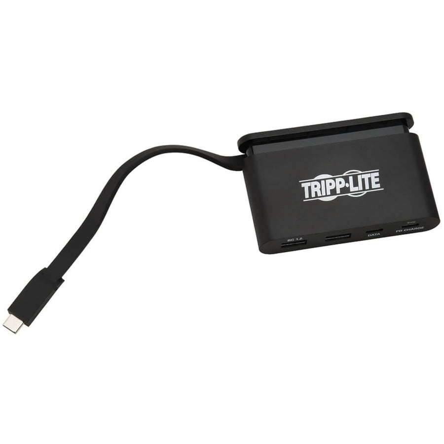 Tripp Lite U460-T04-2A2C-1 4-Port Usb-C Hub With Self-Storing Cable And Power Delivery, 2X Usb-A, 2X Usb-C, 100W Pd 3.0, Usb 3.0