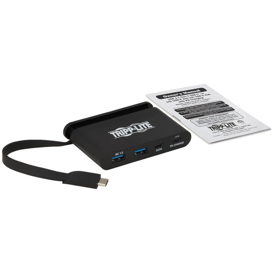 Tripp Lite U460-T04-2A2C-1 4-Port Usb-C Hub With Self-Storing Cable And Power Delivery, 2X Usb-A, 2X Usb-C, 100W Pd 3.0, Usb 3.0