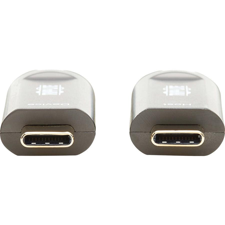 Tripp Lite USB-C AOC Cable (M/M) - USB 3.2 Gen 2 (10 Gbps) Plenum-Rated Fiber Active Optical Cable - Data Only, Backward Compatible, Black, 15 m